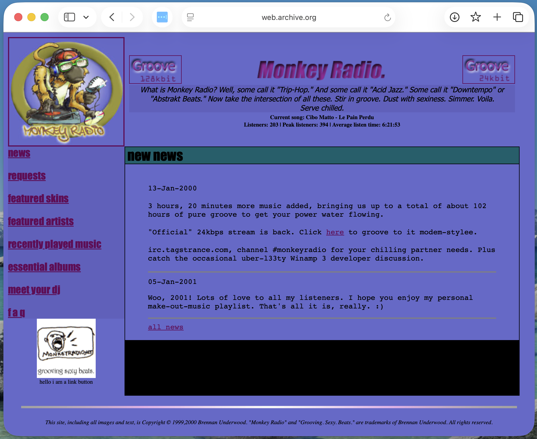 First Capture on Wayback: February of 2001