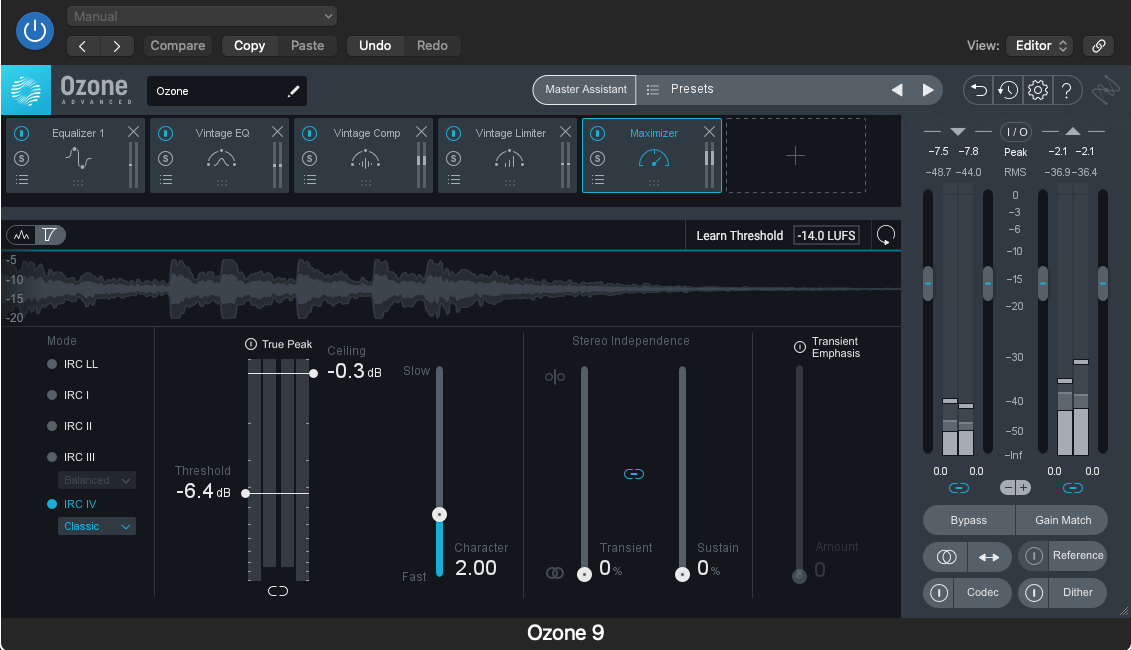 iZotope Ozone, mid-master